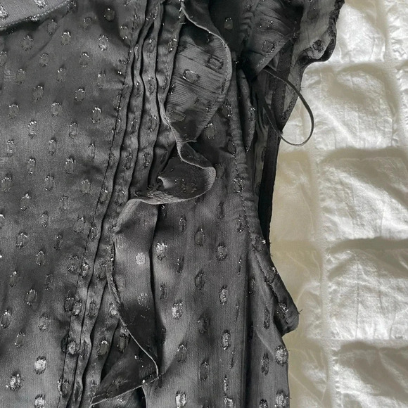Express black ruffle polka dot ruched mini dress - Picture 9 of 14